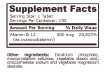 Витамин B-12 CYANOCOBALAMIN 500 мкг - 100 таблетки