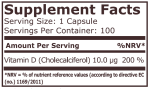Витамин D-3 400 IU (10 мкг) - 100 капсули